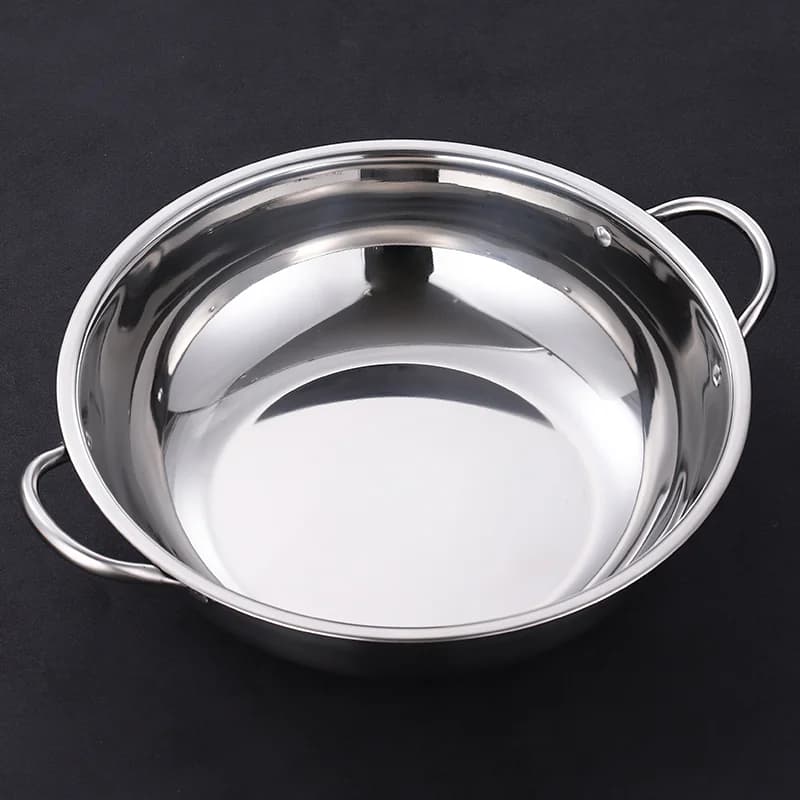 不锈钢火锅盆加厚商用家用双耳火锅锅清汤锅电磁炉专用24CM--40CM