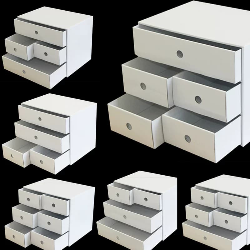 防水A4白卡纸质 桌面收纳盒 学生文件收纳整理盒 多层抽屉整理柜