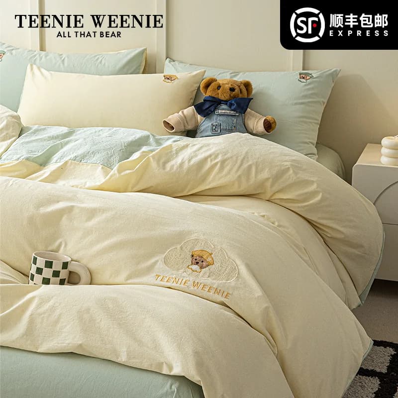 TeenieWeenie全棉水洗棉四件套100纯棉被套床单床笠款床上三件套4