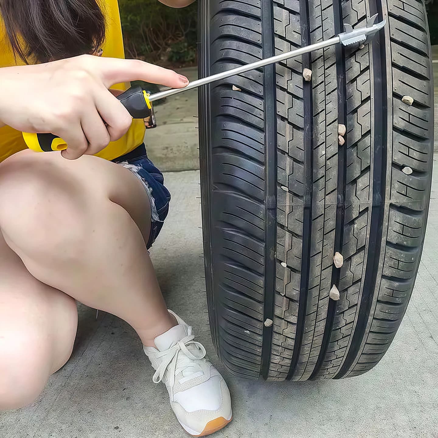 汽车轮胎清石钩石头清理工具去石子不锈钢勾多功能车胎抠挑刮石器