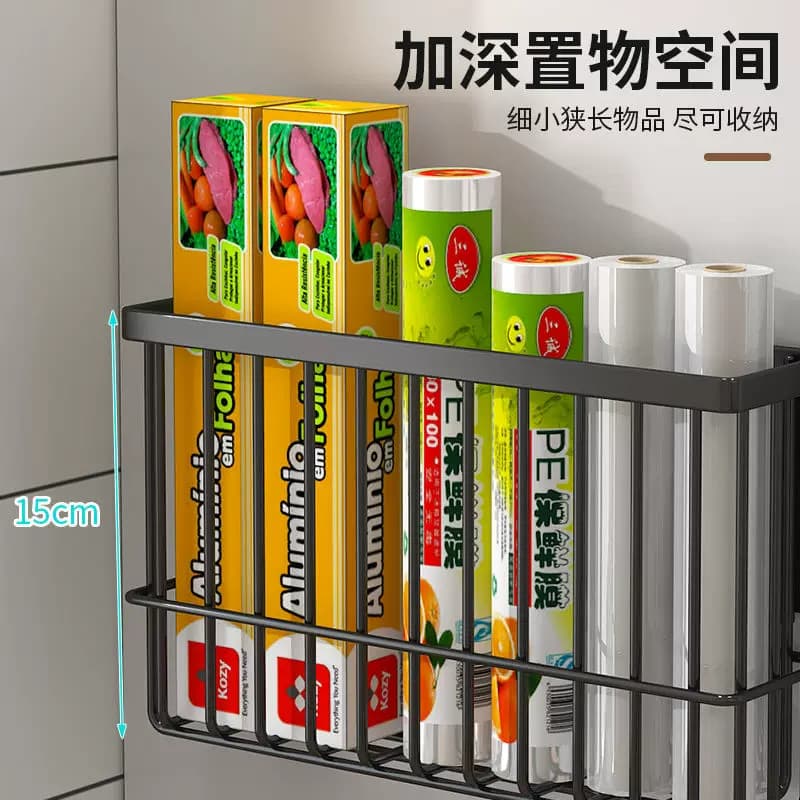 厨房冰箱磁吸置物架保鲜袋纸巾免打孔侧面调料保鲜膜收纳架