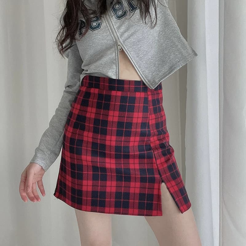 春秋新款格子半身裙女学生高腰显瘦a字裤裙英伦复古chic包臀短裙