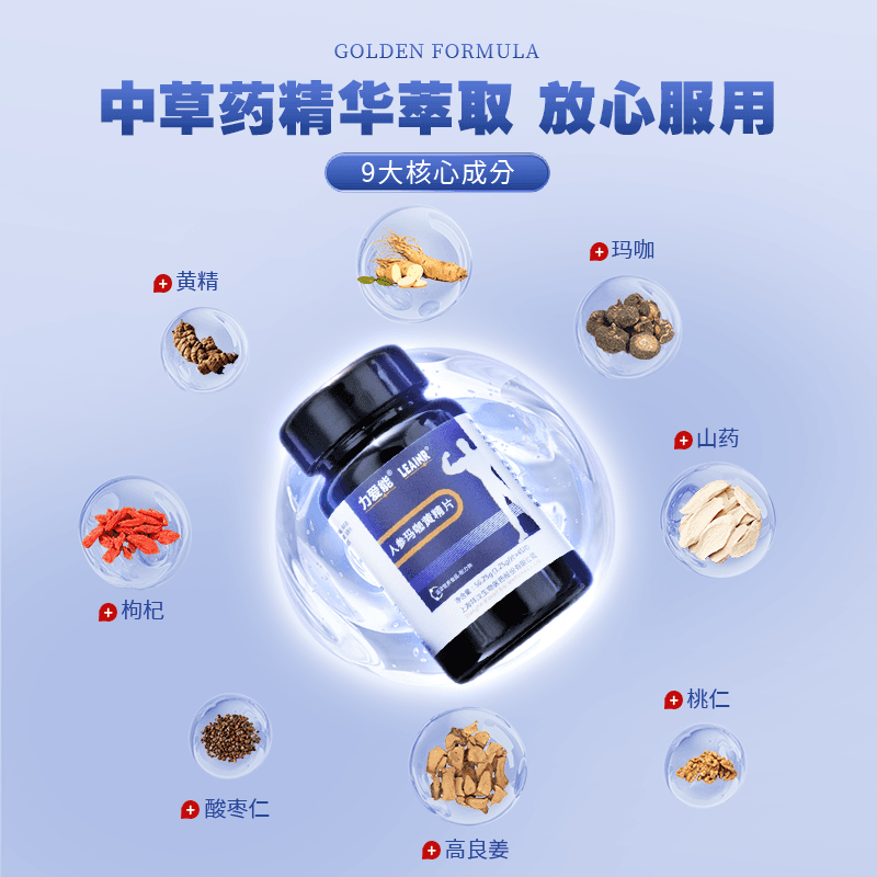 拜汶医药正品力爱能成人男性男士通用人参玛咖黄精片 45片/盒