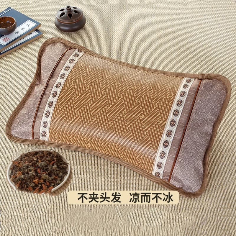 枕头护颈凉枕助睡眠一对夏季单人男女茶梗竹藤枕芯枕头芯夏凉艾草