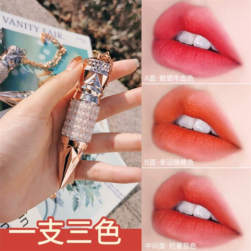 女王权杖三色口红礼盒装一支三色不易掉色滋润显白平价学生款网红