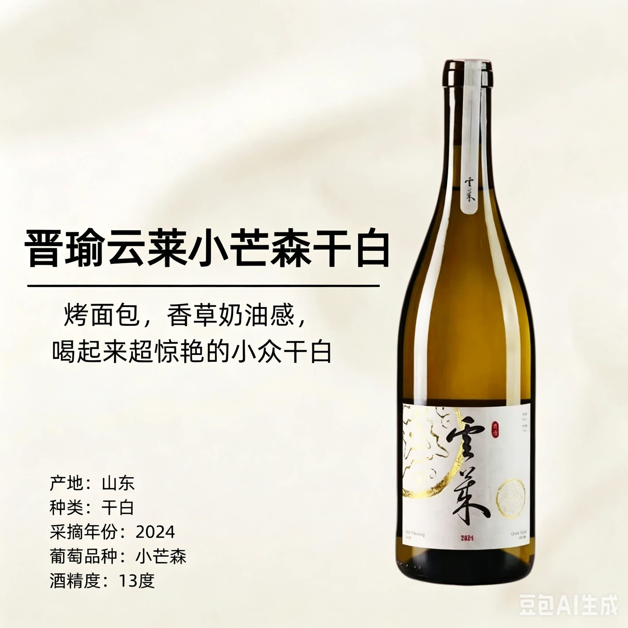 【果香浓郁 香草奶油感】大金奖*晋瑜云莱小芒森干白2024年750ml