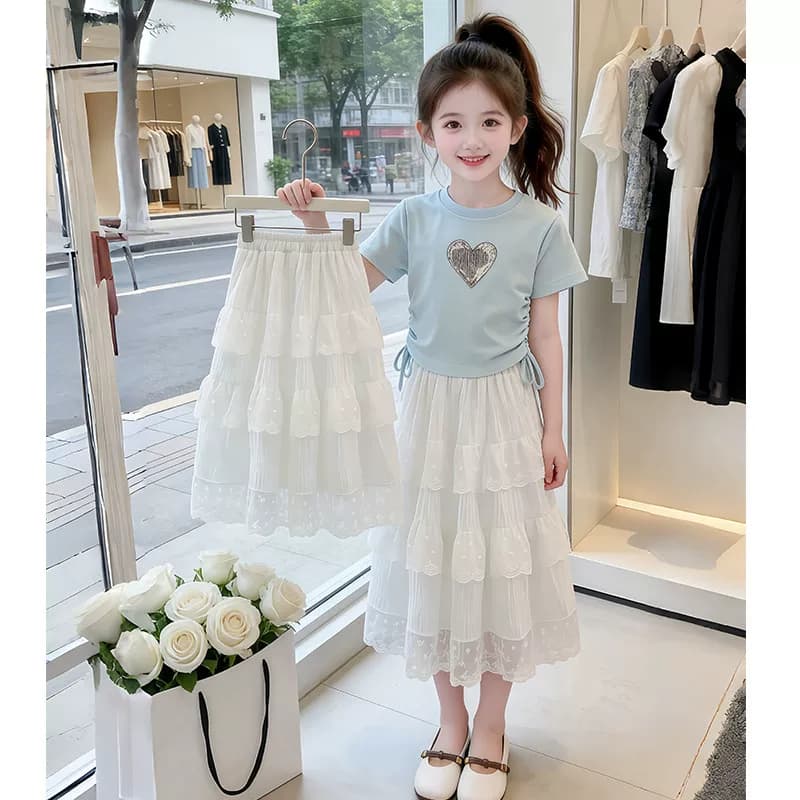 女童连衣裙夏季2026新款儿童洋气蕾丝蛋糕裙女孩夏装超好看半身裙