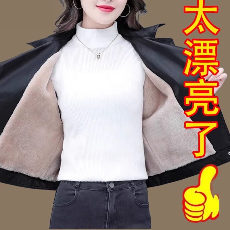 2026秋冬新款加绒宽松机车皮夹克韩版潮流女士大码皮衣外套潮妈装