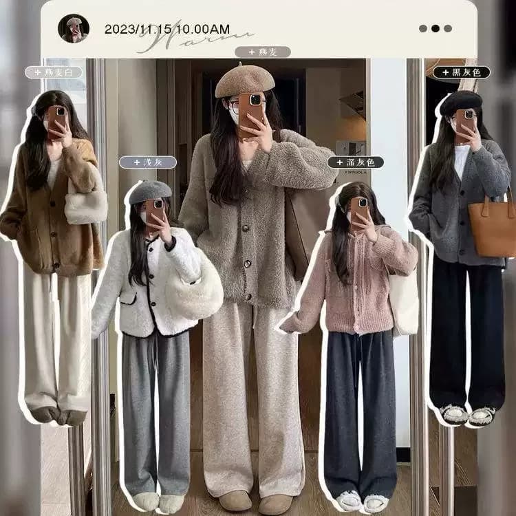 糯米裤女春秋慵懒感软糯百搭高腰垂感阔腿裤显瘦ak
