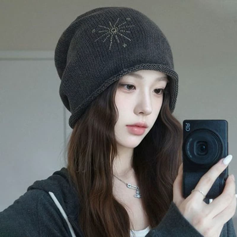 宽松大头围帽子女秋冬季新款显脸小卷边堆堆帽时尚百搭包头帽冷帽