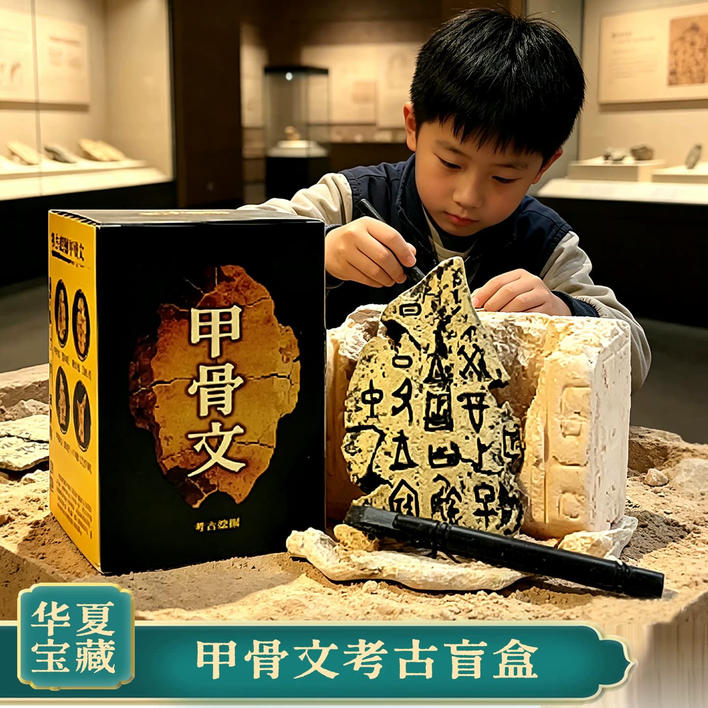 甲骨文考古盲盒殷墟文字博物馆考古挖掘玩具历史文物挖宝挖土体验