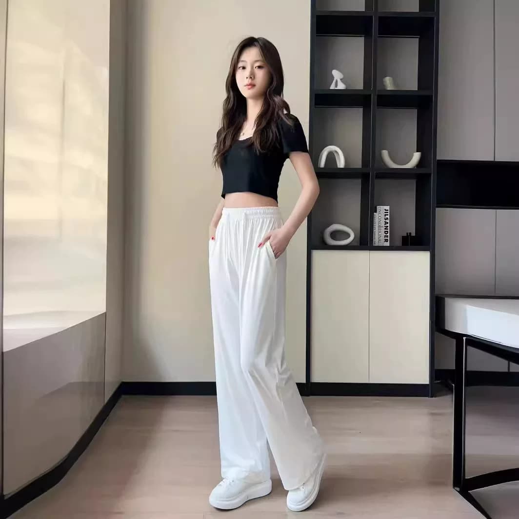TBB夏季女冰丝氧凉凉阔腿防晒裤高腰显瘦百搭休闲宽松垂感UPF50+