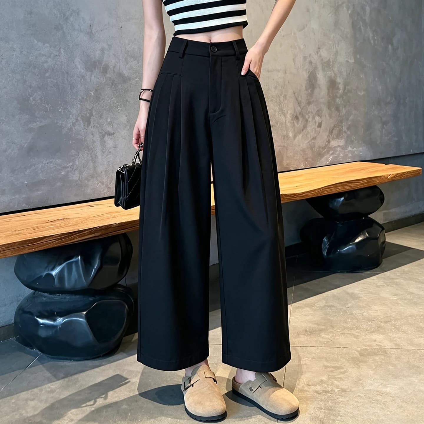 小个子阔腿裤女2026秋季新款今年流行爆款宽松休闲百搭直筒九分裤