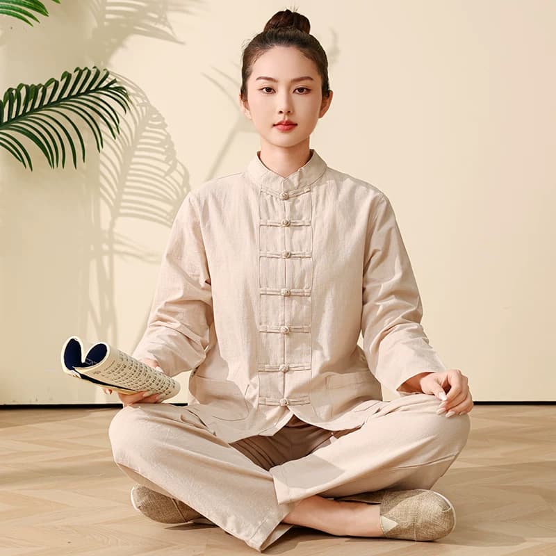 玄善男女唐装中国风中式禅修服居士服禅意棉禅修禅服打坐服套装