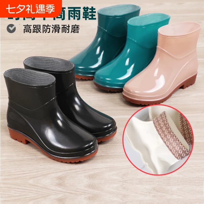 雨鞋女款水鞋雨靴女防水防滑加棉保暖中筒靴胶鞋厨房黑色加绒耐磨