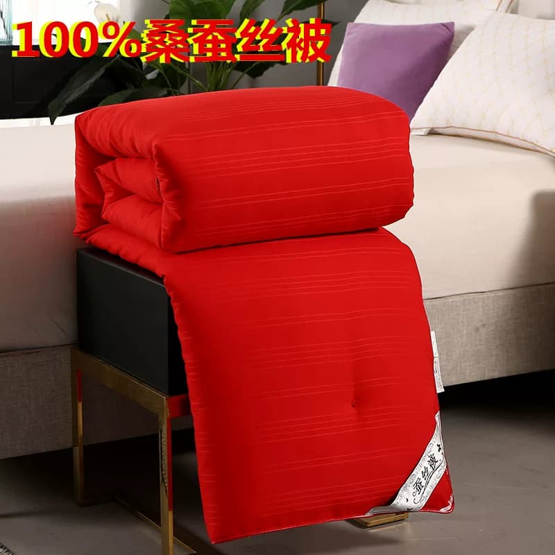 8品牌清仓婚庆大红蚕丝被100%桑蚕丝结婚红色子母被秋冬加厚家纺