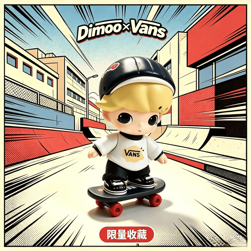 【新品】DIMOO联名VANS吊卡潮玩手办滑板造型摆件七夕礼物送男友
