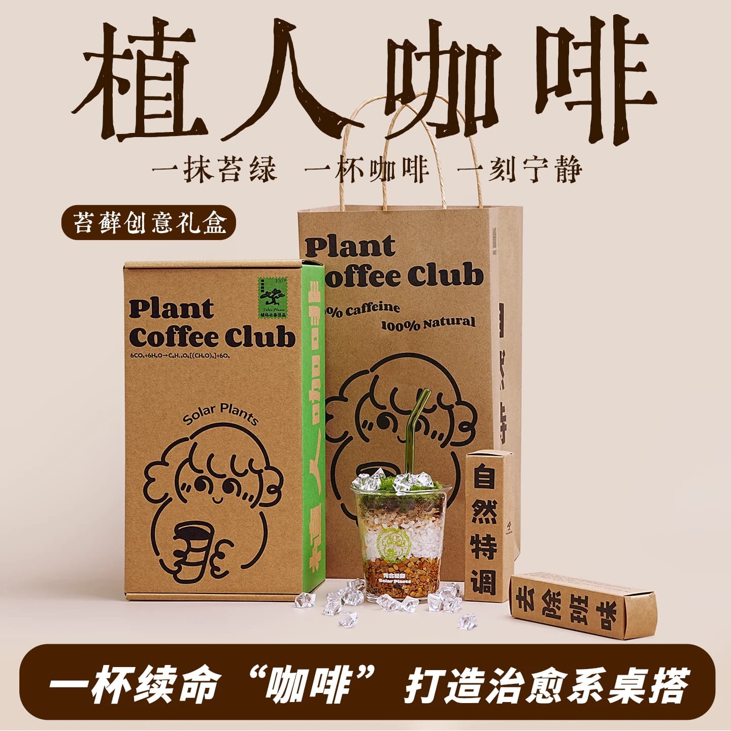 植人咖啡ins风桌面苔藓微景观diy创意女生日礼物办公桌面绿植盆栽
