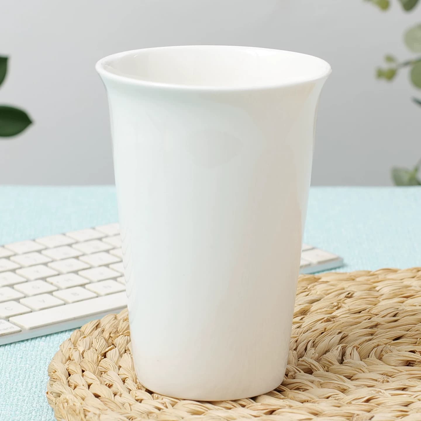 纯白骨瓷杯子餐饮果汁杯奶茶杯陶瓷可乐杯柠檬杯家用饮水杯啤酒杯