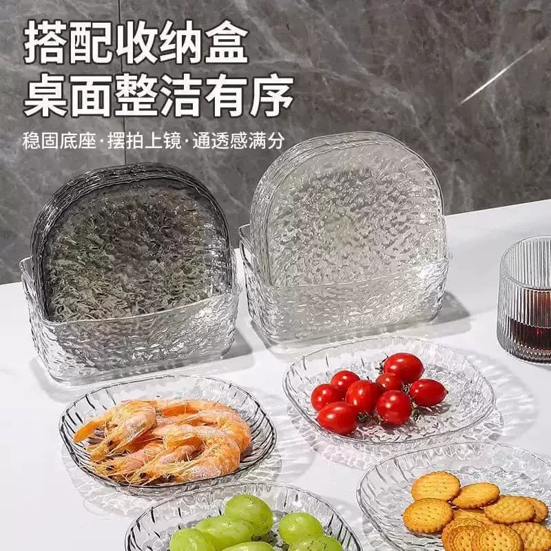 轻奢家用冰川纹吐骨碟餐桌垃圾骨头盘子菜碟装水果零食易洗塑料