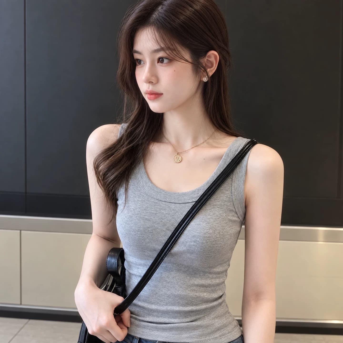 外星辣妹 基础款修身吊带背心女螺纹内搭外穿显瘦舒适打底衫纯色