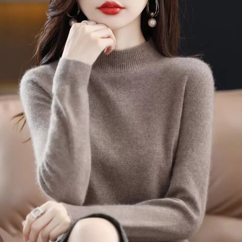 品牌高级感半高领毛衣女2026秋冬新款加厚宽松修身长袖针织打底衫