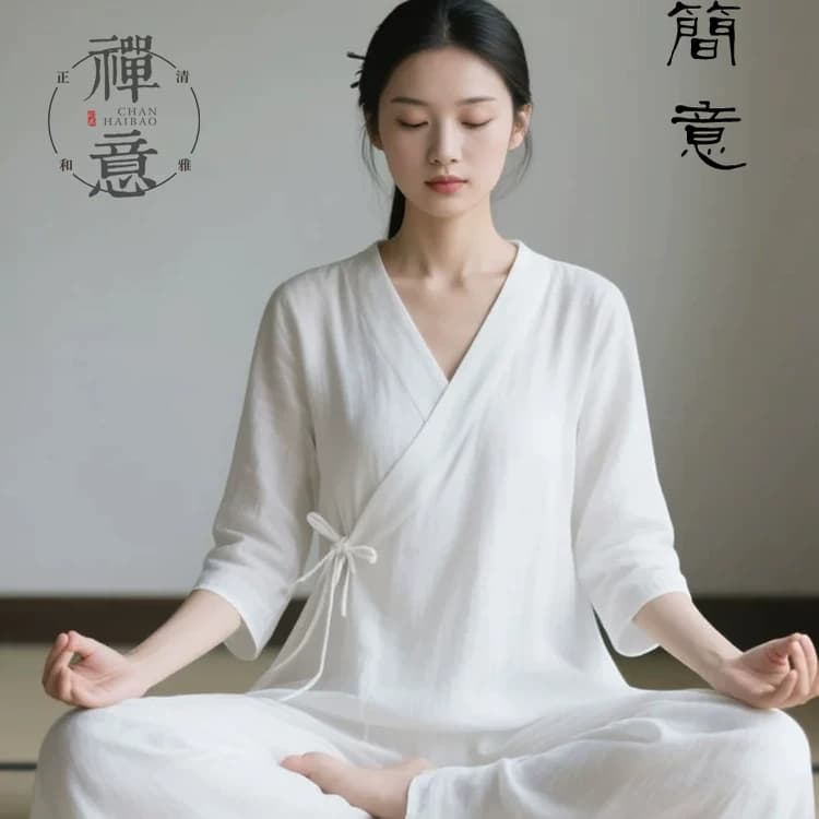 白色禅修服仙气疗愈居士服女款佛系风拜佛打坐素衣中国风禅意女装