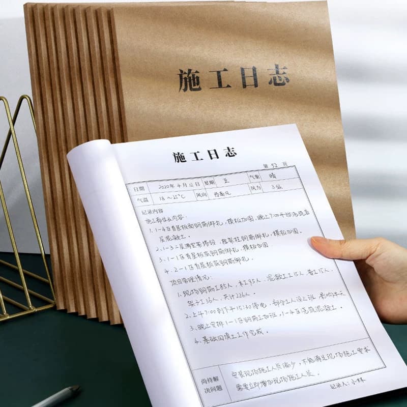 建筑施工日志记录本a4工程日记本16k安全监理工作地进度装修手册新版通用加厚单双面简约工作本工地日期