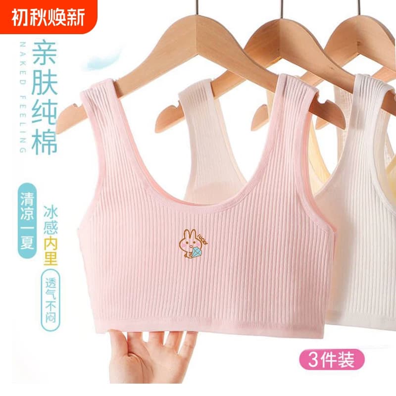 纯棉儿童内衣发育期小学生9-10-12-13岁女童小背心一二精致贴身