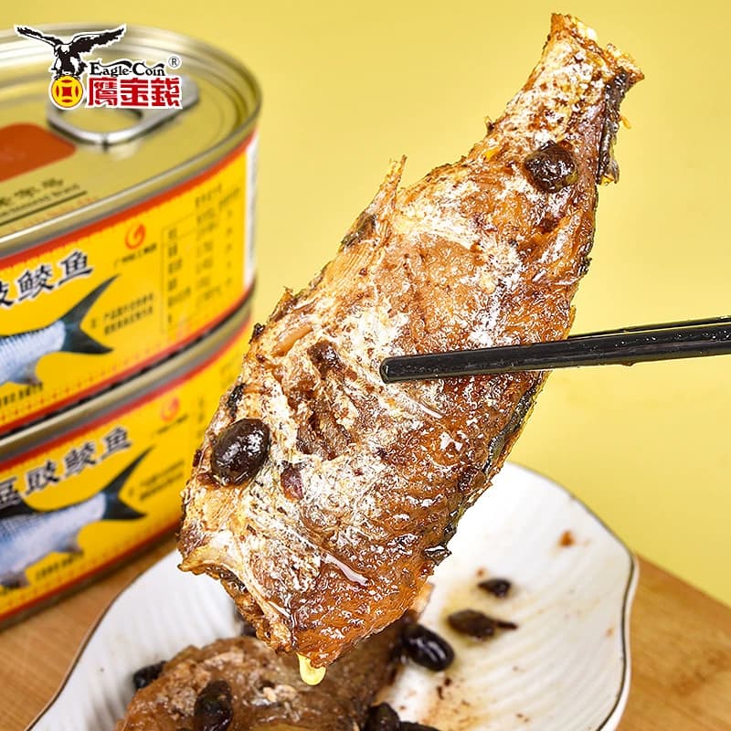 鹰金钱豆豉鲮鱼罐头经典227g下饭菜开盖即食鱼肉熟食速食广东特产