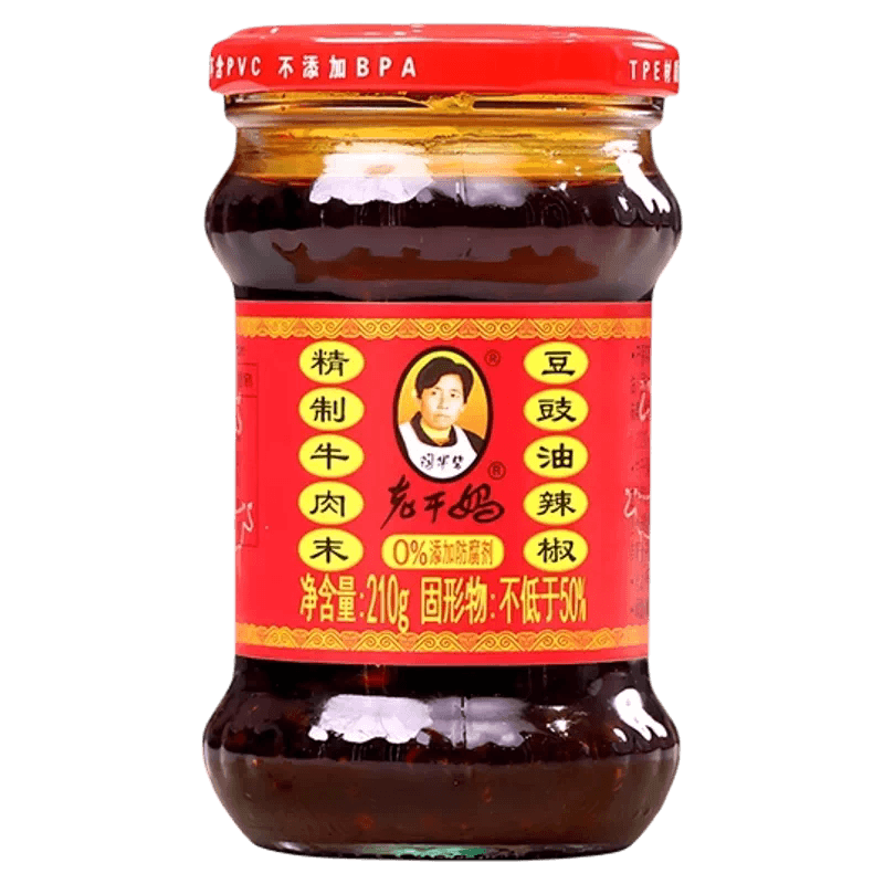 老干妈牛肉末豆豉油辣椒210g拌面调料蘸料香辣麻辣辣椒油辣椒酱