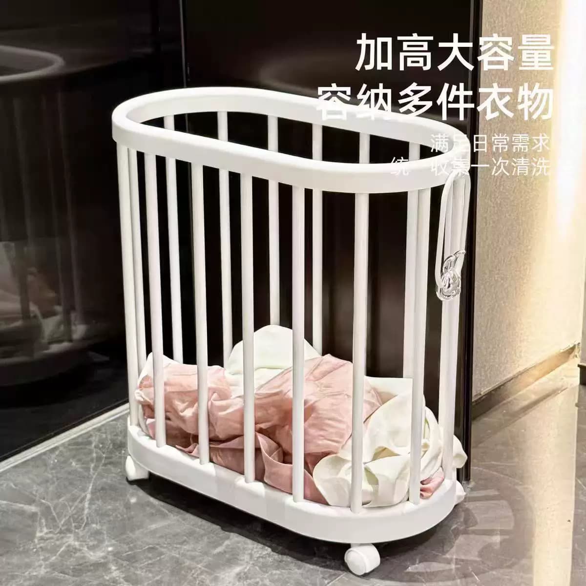 家用脏衣篮防水浴室瑜伽垫健身器材收纳筐窄缝脏衣篓带轮子zd