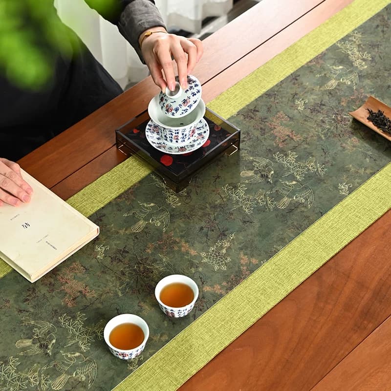 复古防水云纱茶席双层中式禅意茶桌旗茶垫布轻奢茶台茶几布桌布