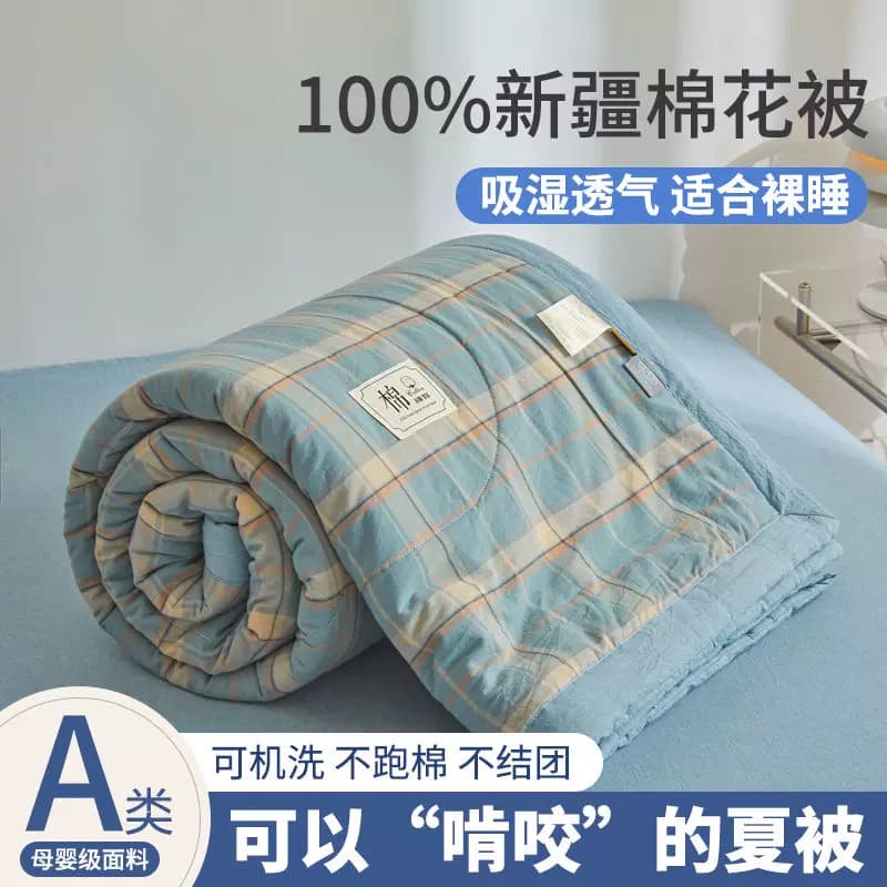 A类母婴级水洗棉夏被新疆全棉花夏凉被薄被子家用宿舍儿童空调被