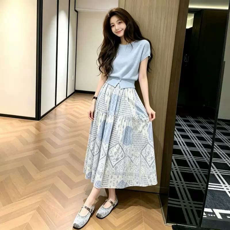 C-C2026夏季法式绝美连衣裙女气质收腰长裙茶歇裙