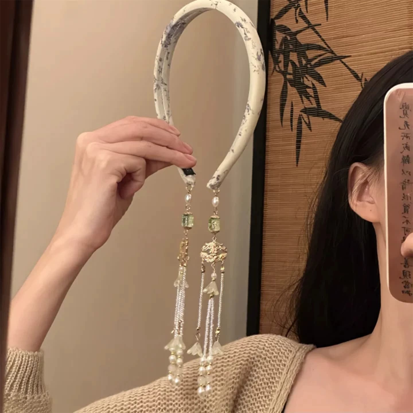 2026新款新中式纯手工复古精致流苏发箍假耳环民族风头箍发饰女