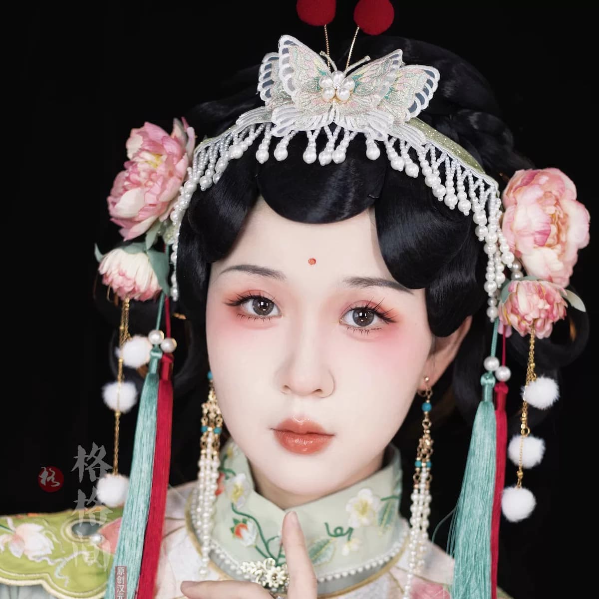 格格间原创【戏中蝶】戏曲风蝴蝶发带汉服头饰品京剧飘带流苏配饰