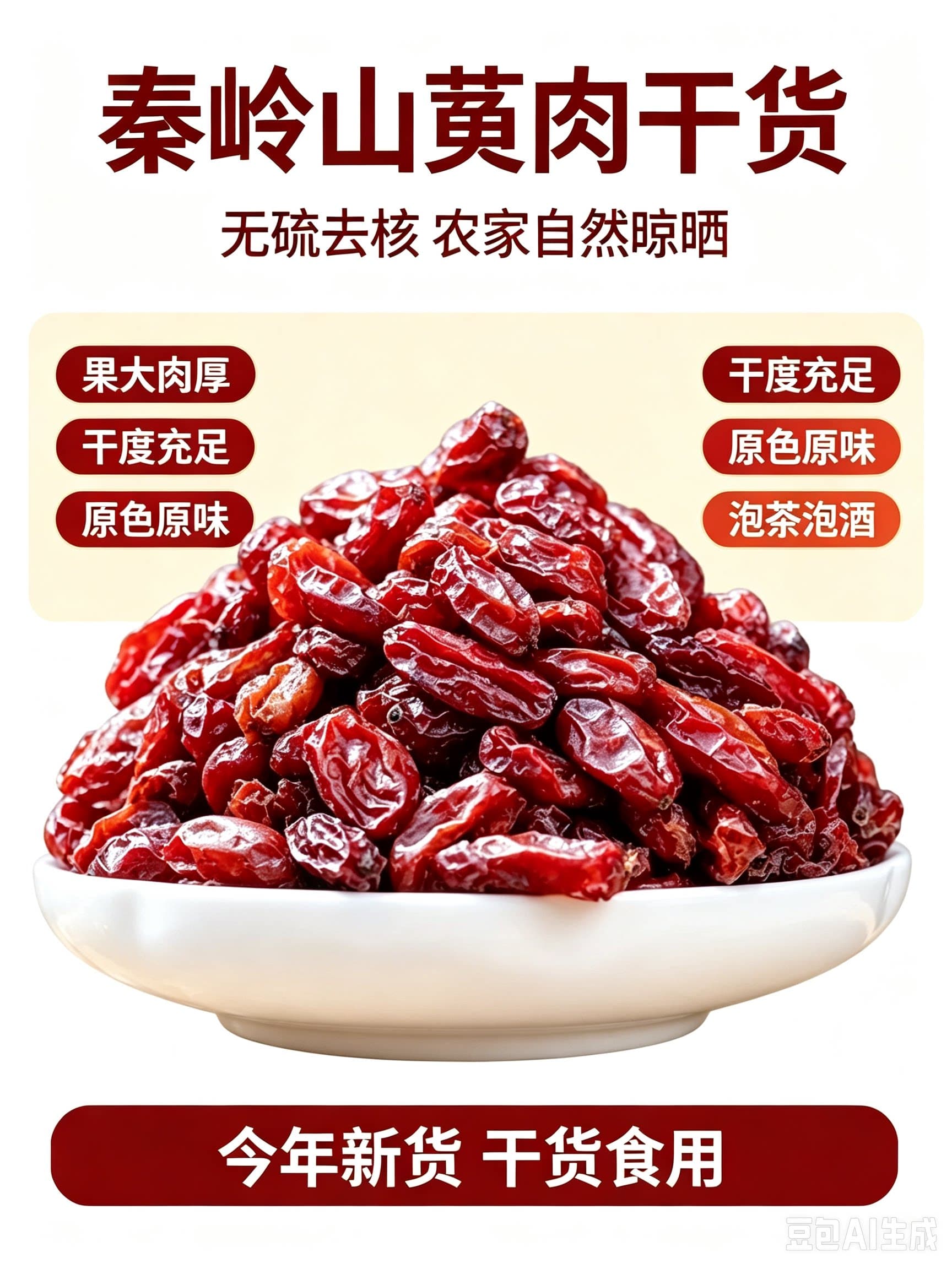 500G秦岭山萸肉 无核山茱萸干 自然晾晒 泡茶泡酒煲汤干货