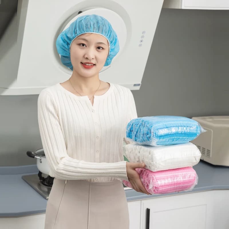 一次性帽子头套无纺布厨师帽防尘防油烟卫生食品帽餐饮网帽厨房帽