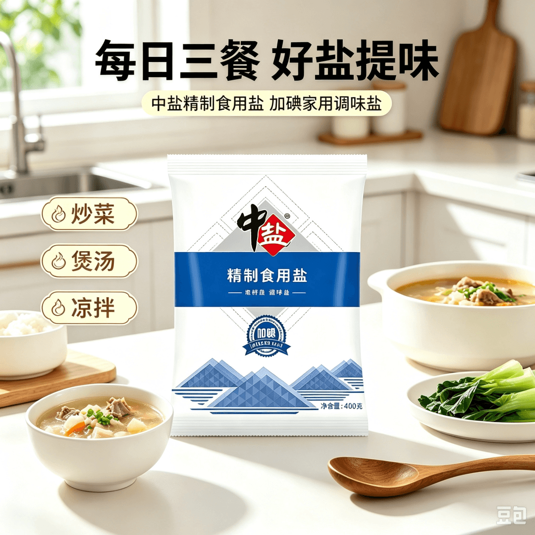 精制食用盐400g加碘食盐家用炒菜调味盐整箱批发工厂直供