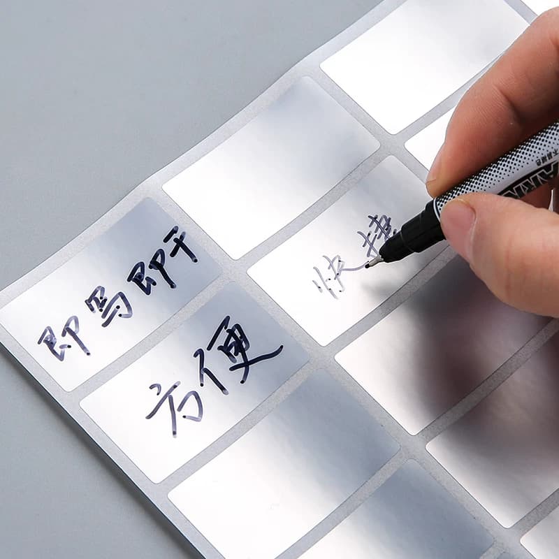 亚银标签贴纸防水手写记号贴口取纸黏贴标记pet不干胶厨房调料收纳分类姓名贴日期索引贴空白无痕粘性强名字