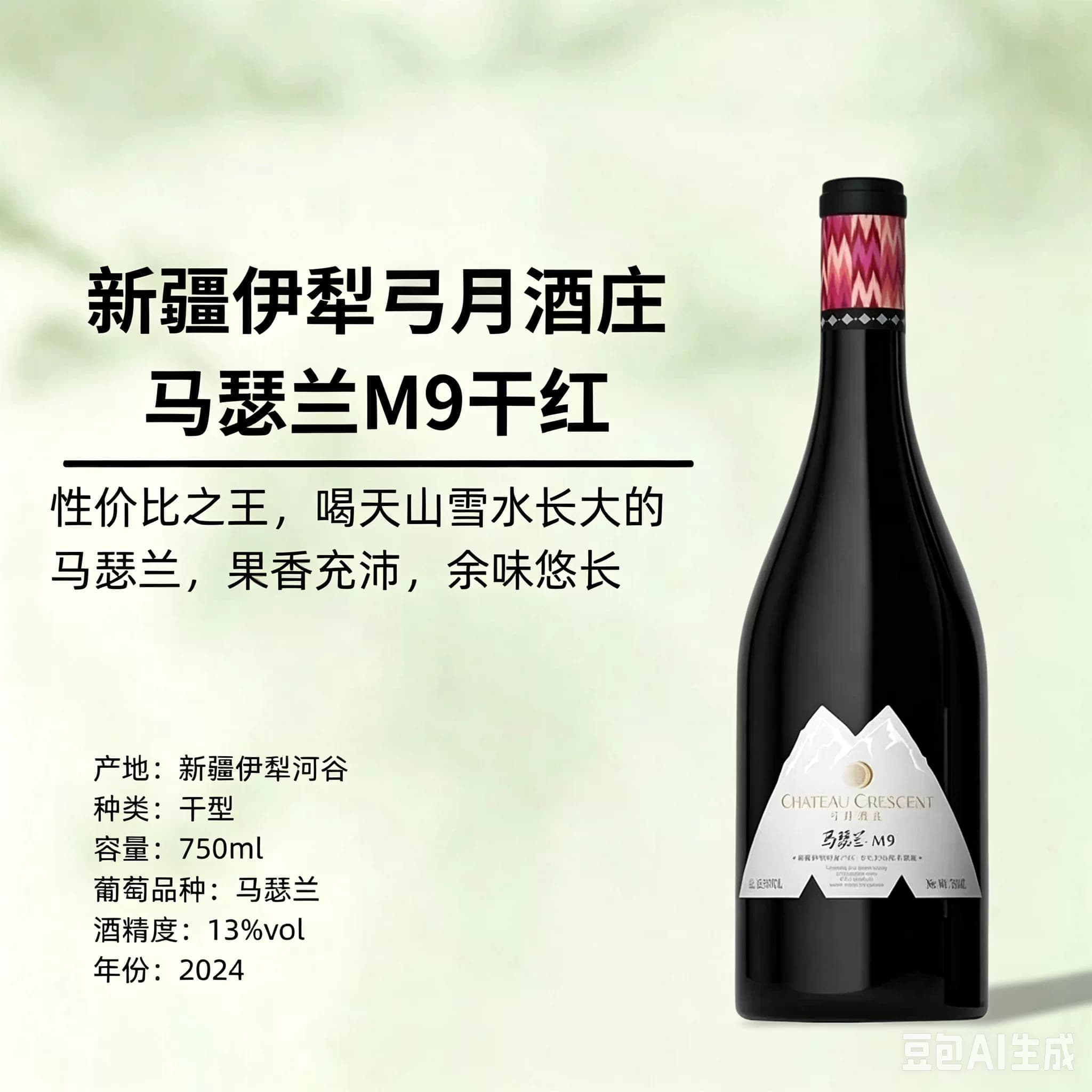 【高性价比马瑟兰】国货之光新疆弓月酒庄马瑟兰M9干红葡萄酒2024