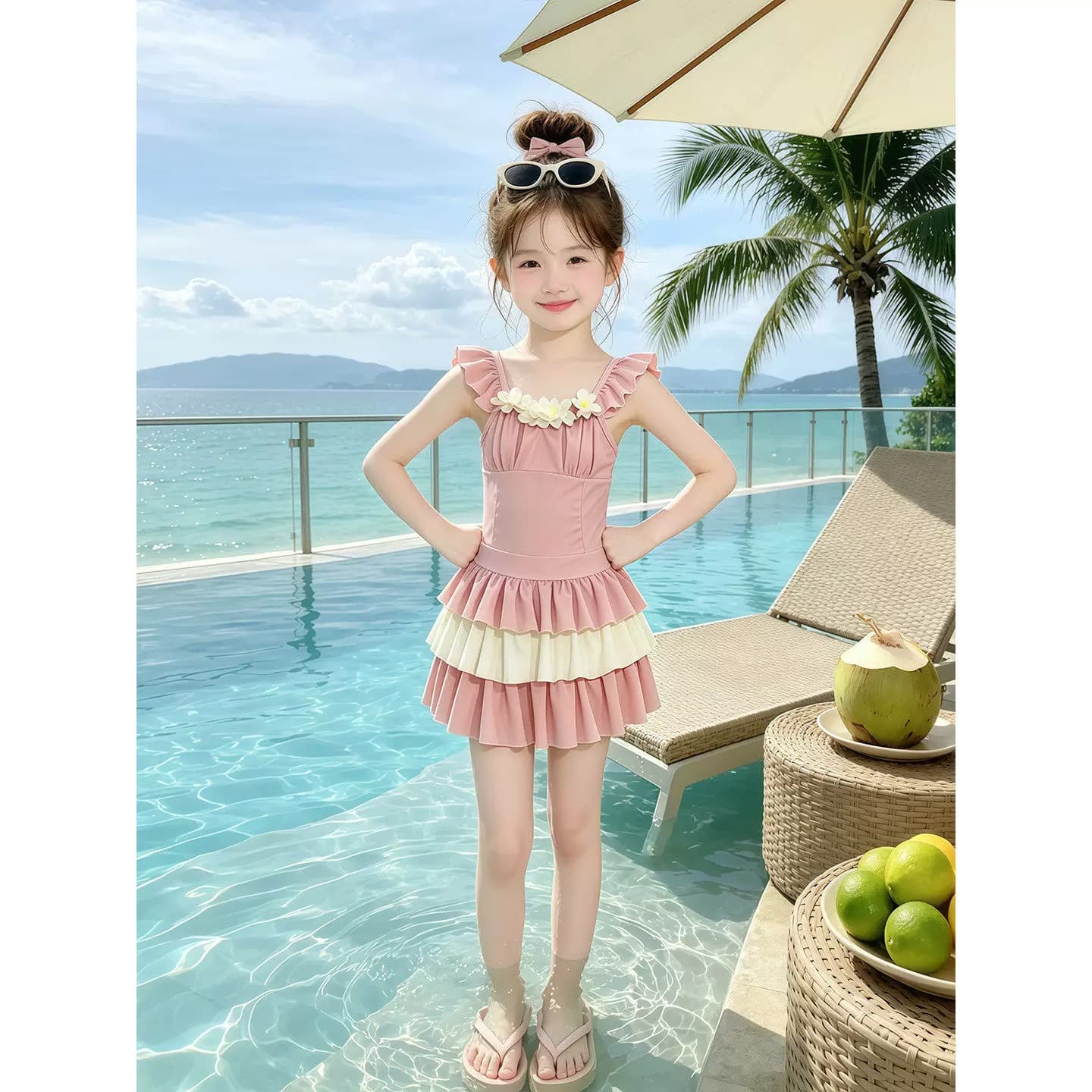 女童连身泳衣夏装2026新款儿童洋派蛋糕裙游泳衣女孩夏季速干泳装