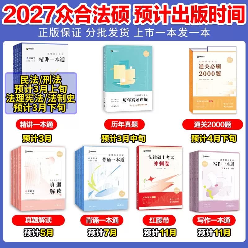 新华文轩2027众合法硕背诵一本通法学非法学法律硕士精讲教材真题解读宝典马峰法理学宪法车润海刑法龚成思法制史岳业鹏民法2000题 - 缩略图2