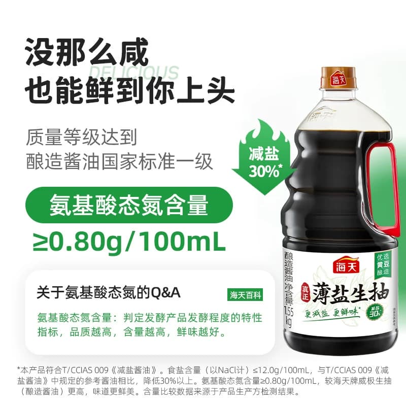 【芭芭农场】海天薄盐生抽1.55kg更减盐更鲜味家用调味汁酿造酱油 - 缩略图2