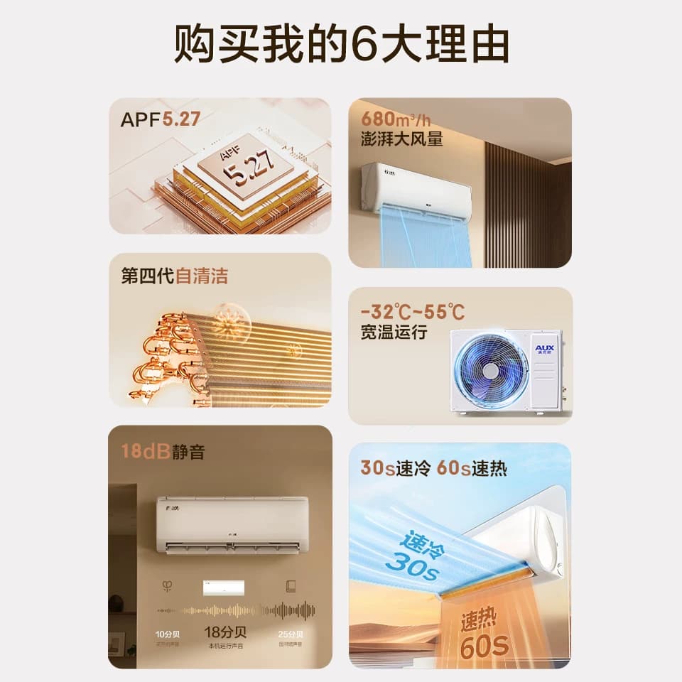 奥克斯空调省电侠大1.5匹新一级能效变频冷暖空调挂机官方旗舰 - 缩略图2
