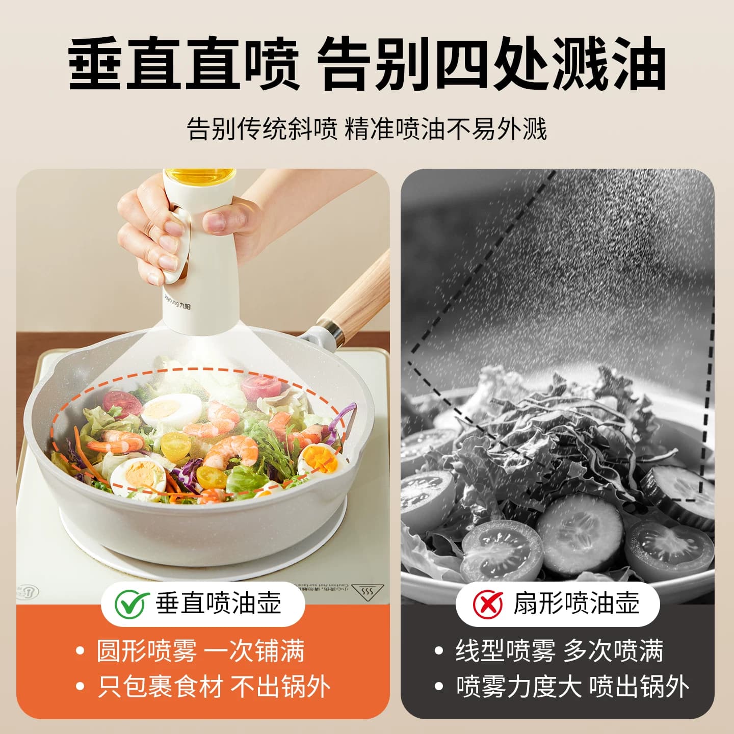 九阳无吸管喷油壶雾化厨房家用食品级不挂油酱油醋调料油瓶油罐壶 - 缩略图2