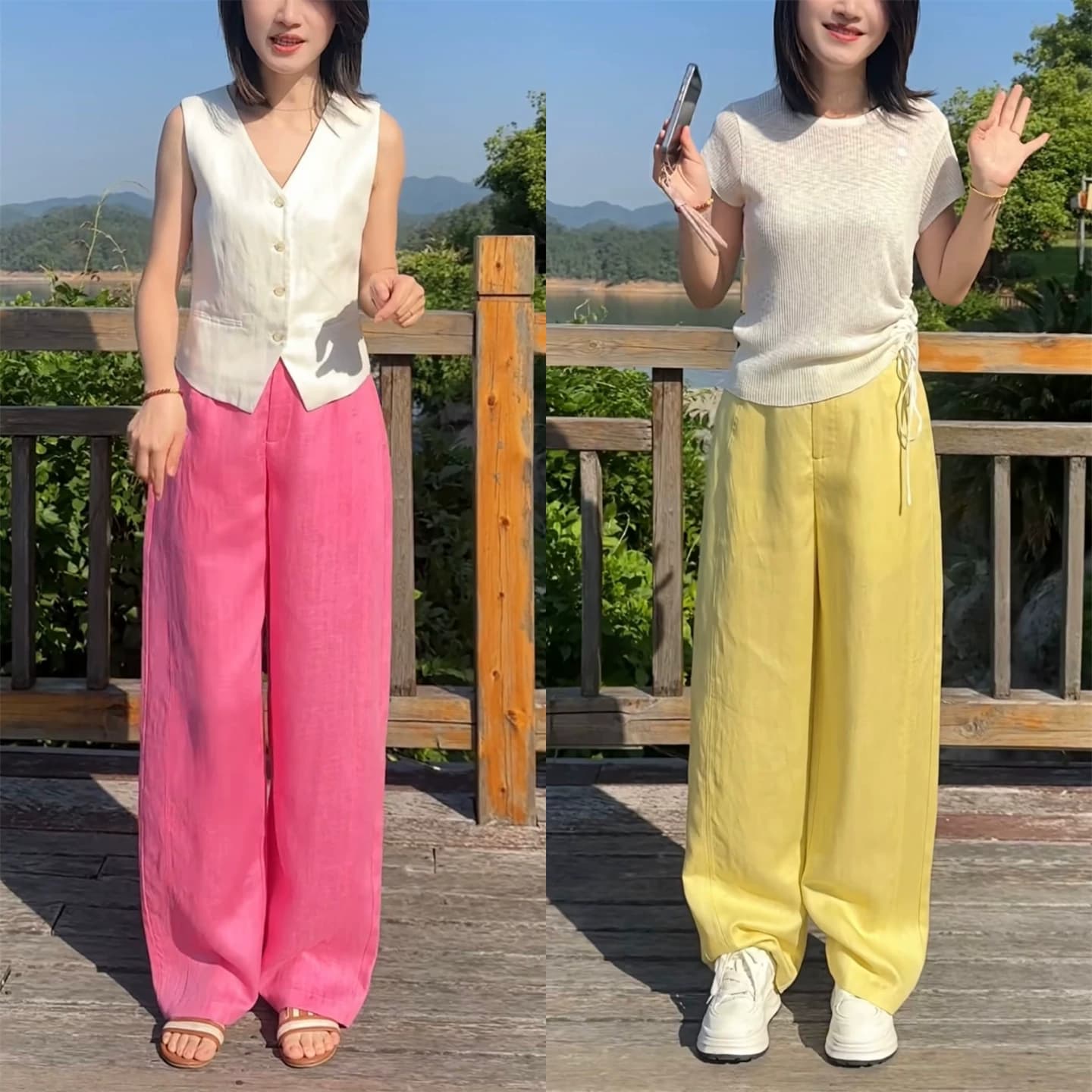 夏季新款天丝亚麻香蕉裤女休闲高腰直筒垂感阔腿裤显瘦百搭弯刀裤 - 缩略图2