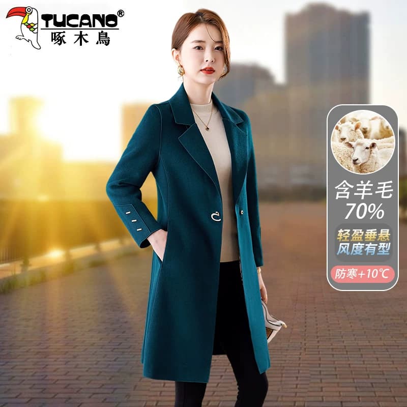 高档中长款毛呢外套女2025秋冬新款中年妈妈装高级感双面羊绒大衣 - 缩略图3