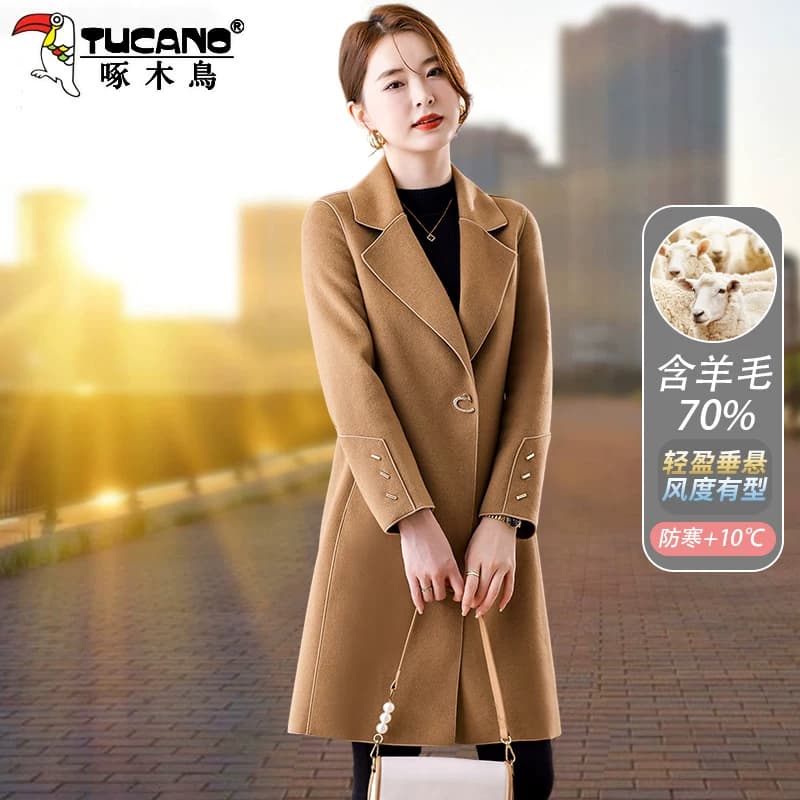 高档中长款毛呢外套女2025秋冬新款中年妈妈装高级感双面羊绒大衣 - 缩略图2